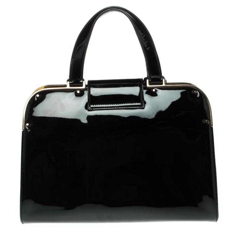 Pre Owned Saint Laurent Paris Black Patent Leather Large Uptown Satchel