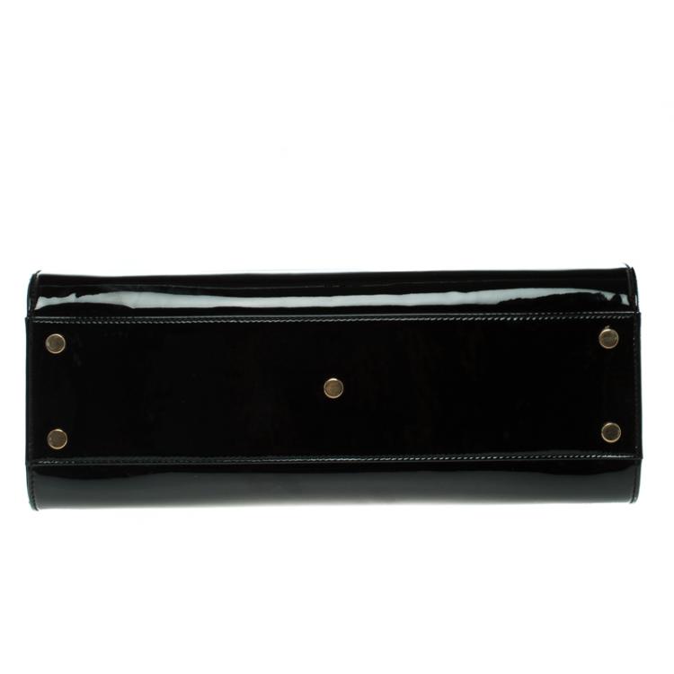 Pre Owned Saint Laurent Paris Black Patent Leather Large Uptown Satchel