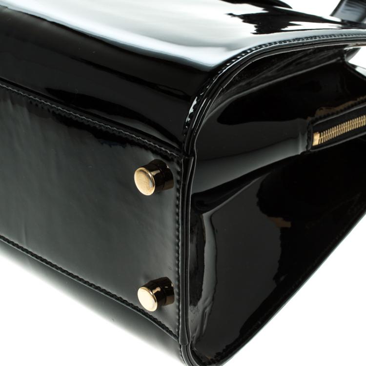 Pre Owned Saint Laurent Paris Black Patent Leather Large Uptown Satchel