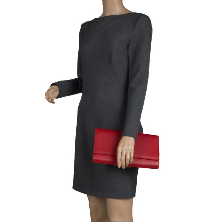 Pre Owned Saint Laurent Paris Red Leather Large Chyc Clutch