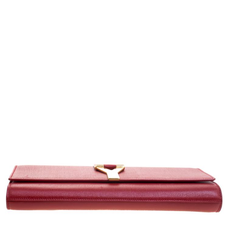 Pre Owned Saint Laurent Paris Red Leather Large Chyc Clutch