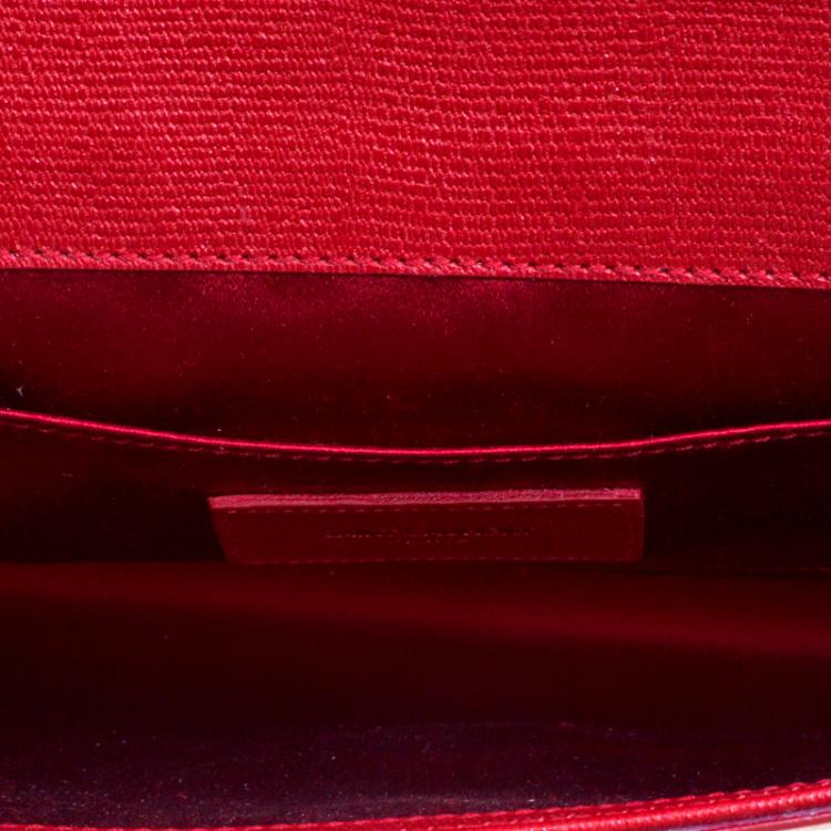 Pre Owned Saint Laurent Paris Red Leather Large Chyc Clutch