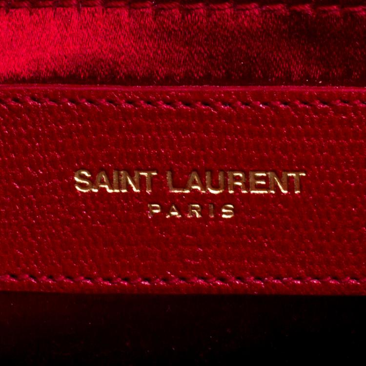 Pre Owned Saint Laurent Paris Red Leather Large Chyc Clutch