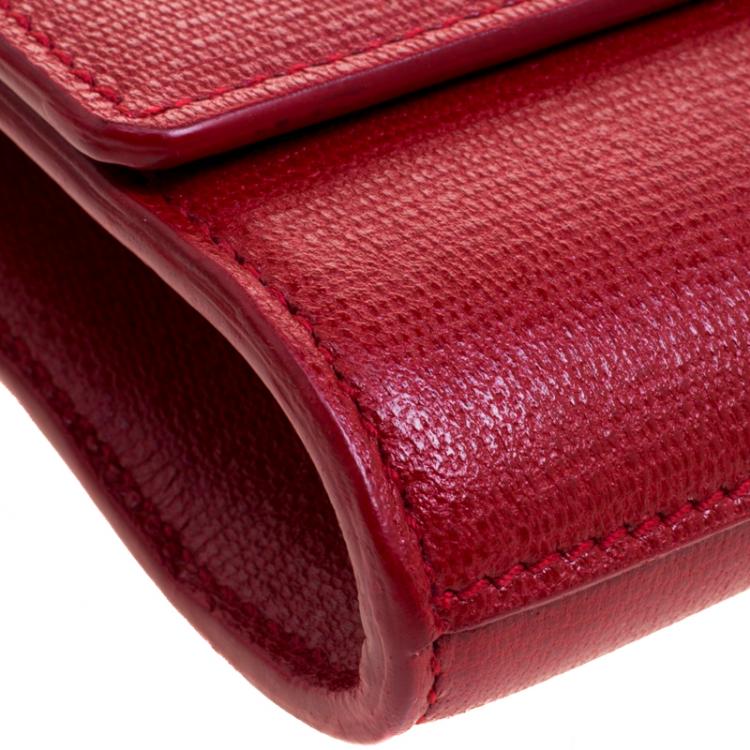 Pre Owned Saint Laurent Paris Red Leather Large Chyc Clutch