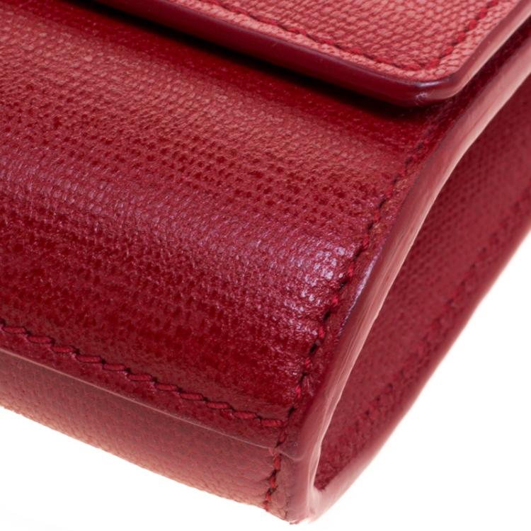 Pre Owned Saint Laurent Paris Red Leather Large Chyc Clutch