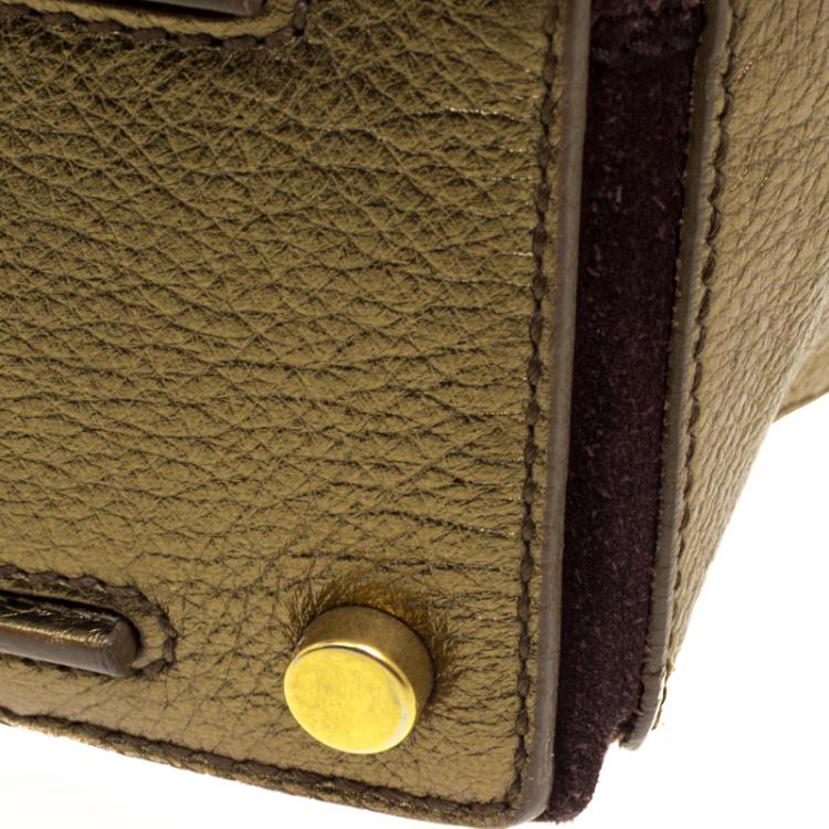 Pre Owned Saint Laurent Paris Gold Leather Large Muse Two Satchel
