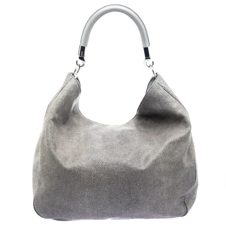 Pre Owned Saint Laurent Paris Grey Stingray Embossed Leather Roady Hobo