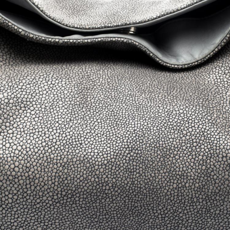 Pre Owned Saint Laurent Paris Grey Stingray Embossed Leather Roady Hobo