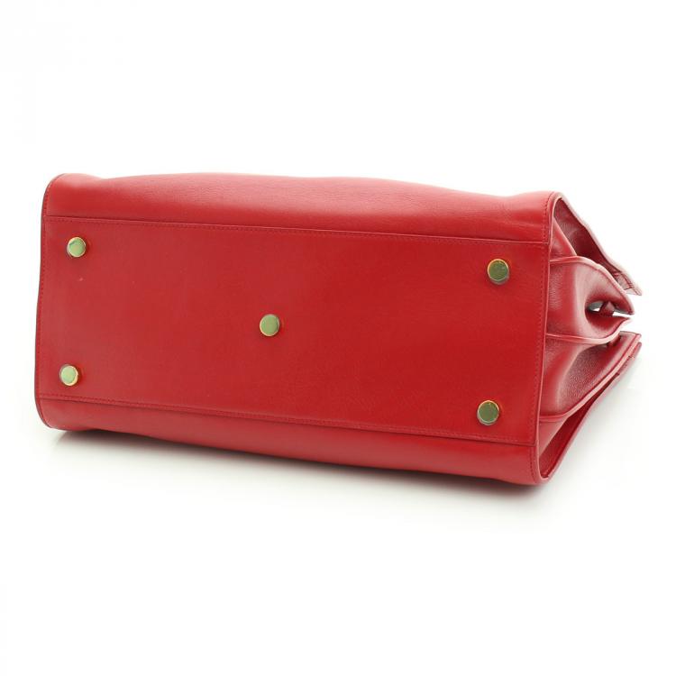Pre Owned Saint Laurent Paris Red Leather Sac de Jour Tote