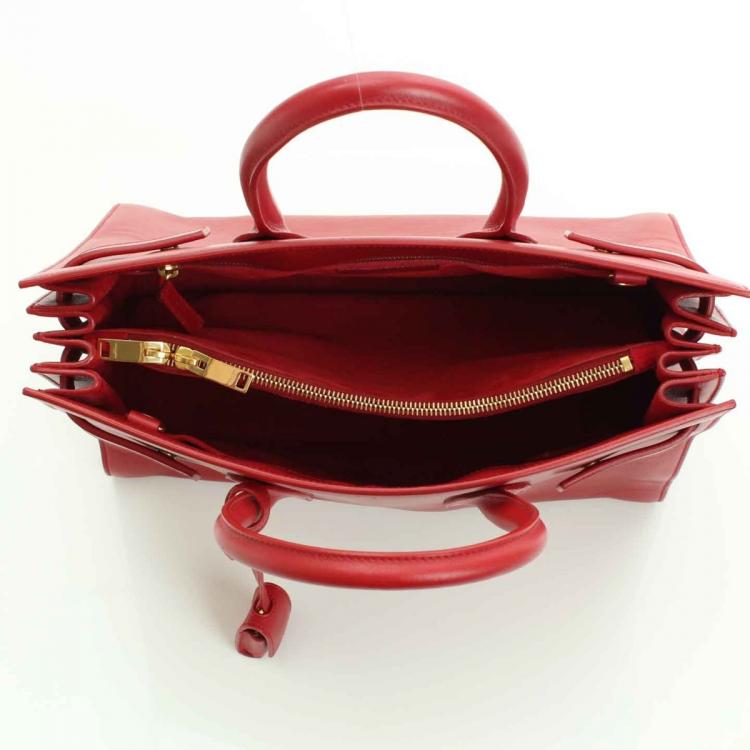 Pre Owned Saint Laurent Paris Red Leather Sac de Jour Tote