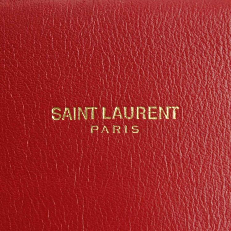Pre Owned Saint Laurent Paris Red Leather Sac de Jour Tote