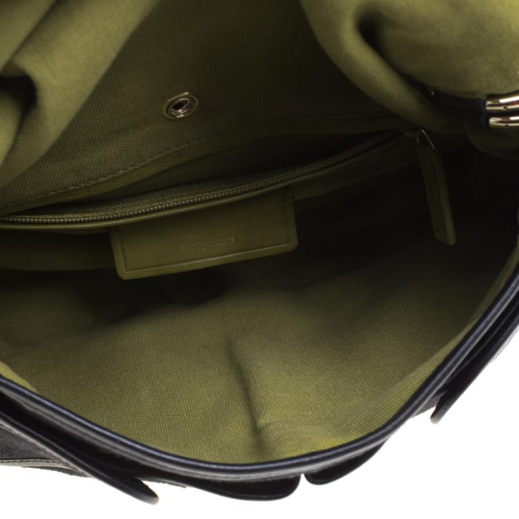 Pre Owned Saint Laurent Paris Black Canvas Buckle Shoulder Bag