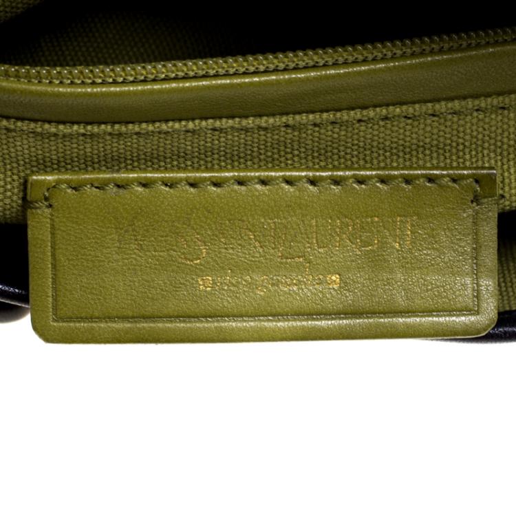 Pre Owned Saint Laurent Paris Black Canvas Buckle Shoulder Bag