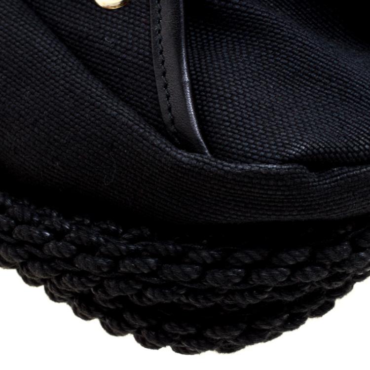 Pre Owned Saint Laurent Paris Black Canvas Buckle Shoulder Bag
