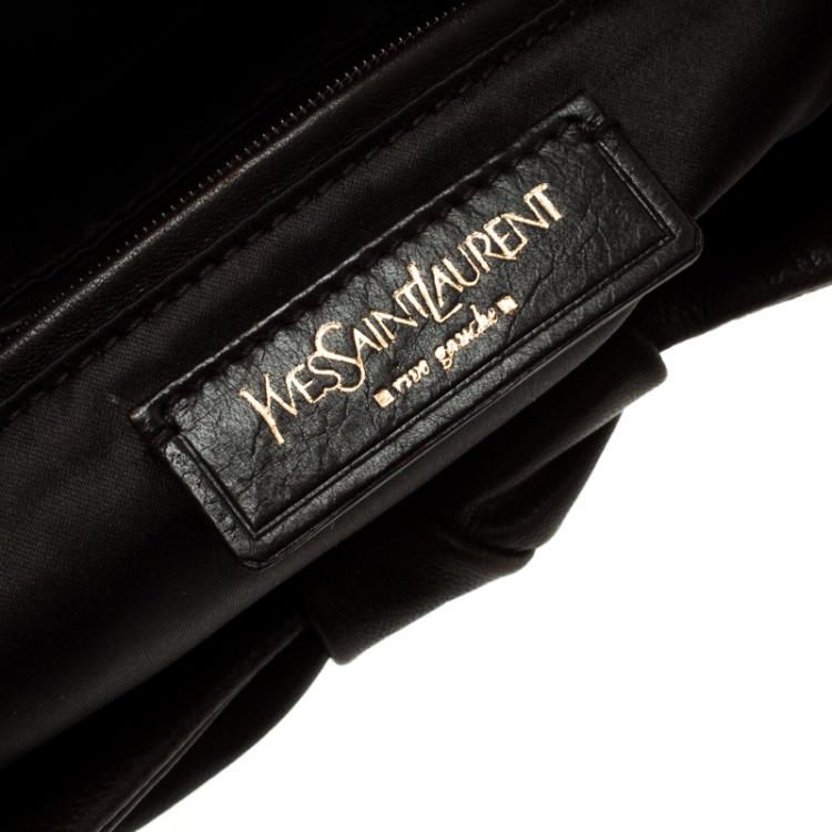 Pre Owned Saint Laurent Paris Dark Brown Pleated Leather Hobo