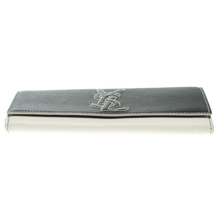 Pre Owned Saint Laurent Paris Black/White Leather Belle De Jour Wallet