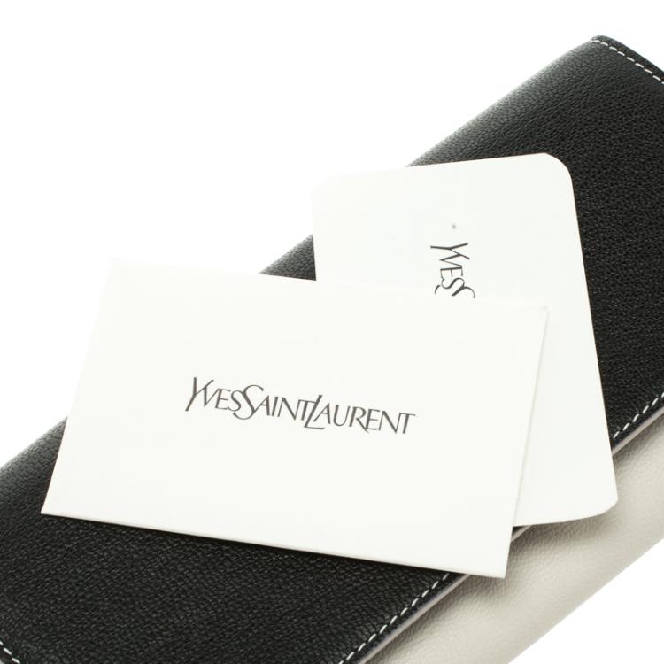 Pre Owned Saint Laurent Paris Black/White Leather Belle De Jour Wallet