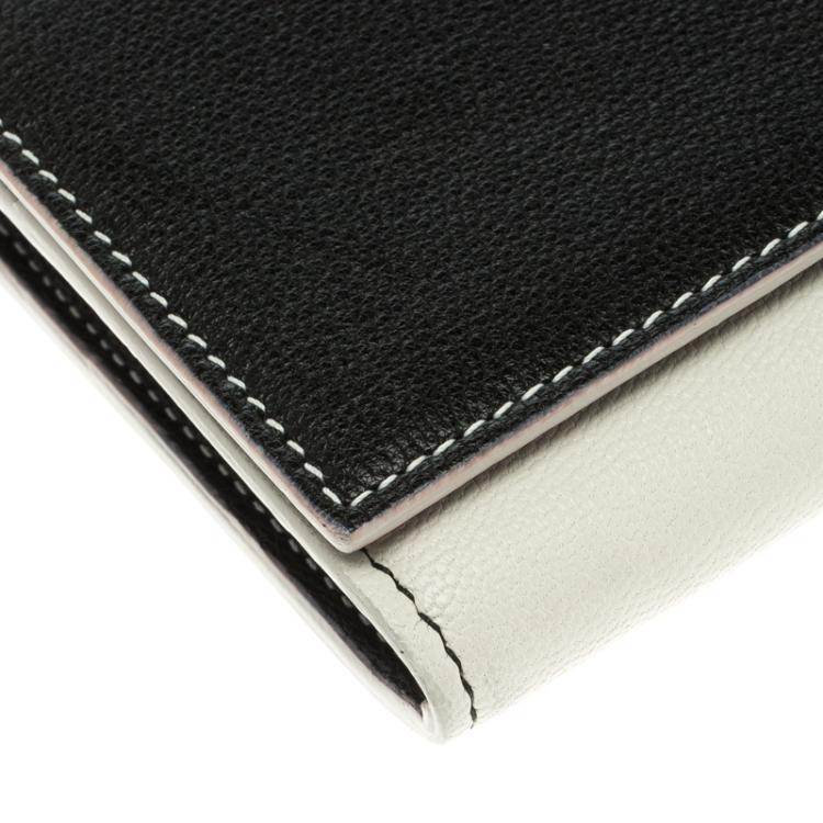 Pre Owned Saint Laurent Paris Black/White Leather Belle De Jour Wallet