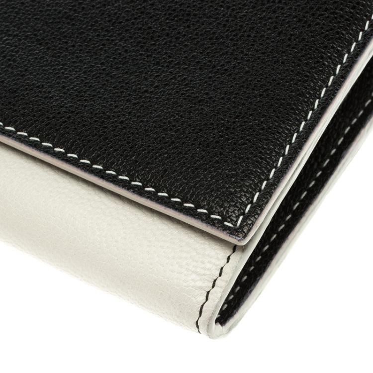 Pre Owned Saint Laurent Paris Black/White Leather Belle De Jour Wallet