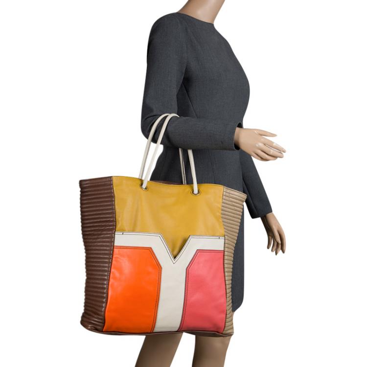 Pre Owned Saint Laurent Paris Multicolor Leather Shopper Tote