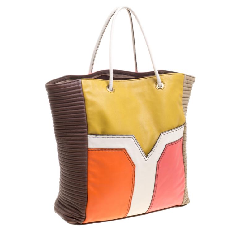 Pre Owned Saint Laurent Paris Multicolor Leather Shopper Tote