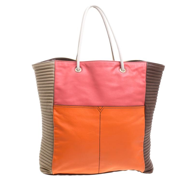 Pre Owned Saint Laurent Paris Multicolor Leather Shopper Tote