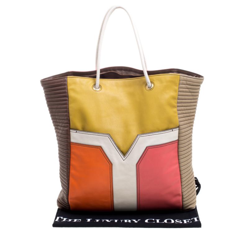 Pre Owned Saint Laurent Paris Multicolor Leather Shopper Tote
