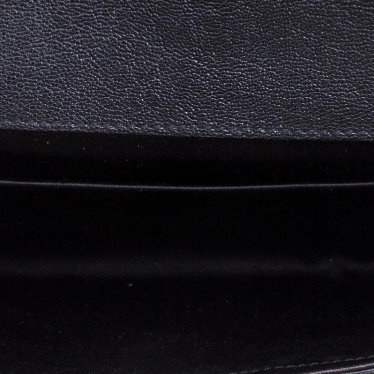 Pre Owned Saint Laurent Paris Metallic Black Leather Belle De Jour Flap Clutch
