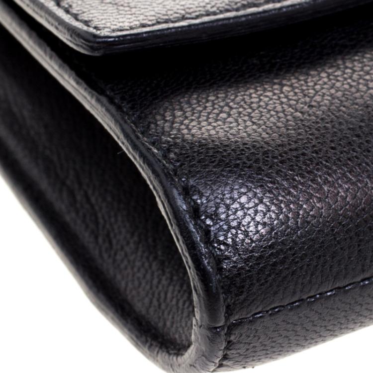 Pre Owned Saint Laurent Paris Metallic Black Leather Belle De Jour Flap Clutch