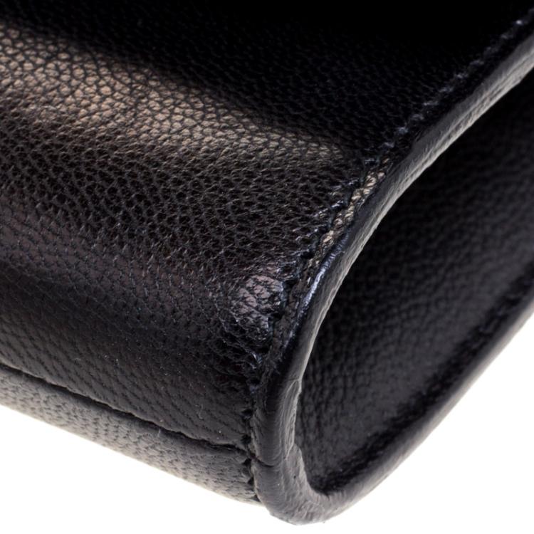 Pre Owned Saint Laurent Paris Metallic Black Leather Belle De Jour Flap Clutch
