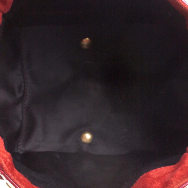 Pre Owned Saint Laurent Paris Red Patent Leather Mini Downtown Tote