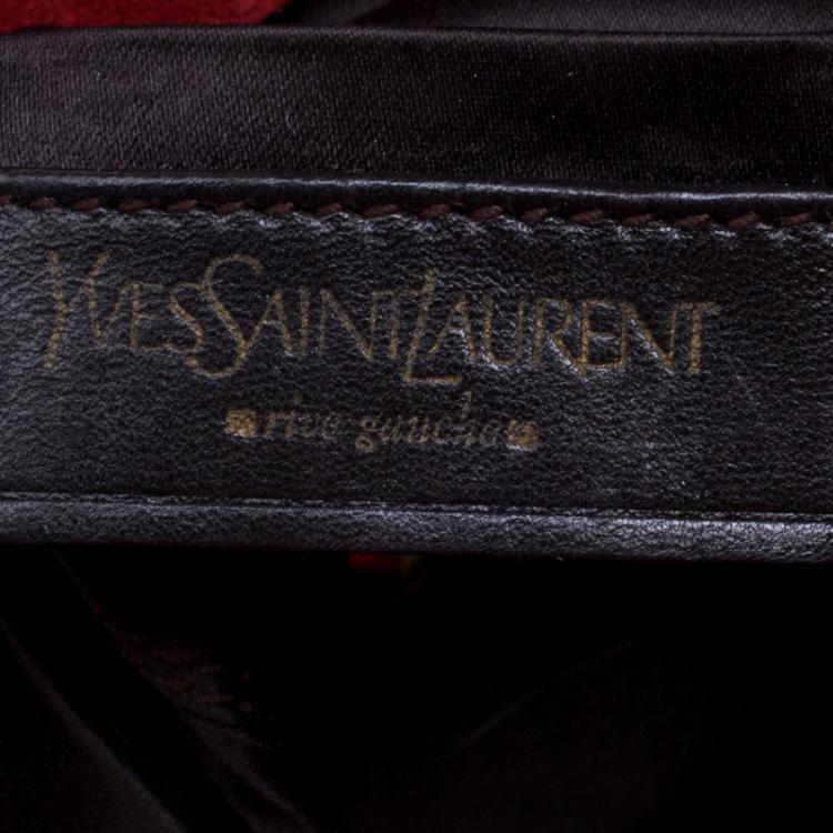 Pre Owned Saint Laurent Paris Red Patent Leather Mini Downtown Tote