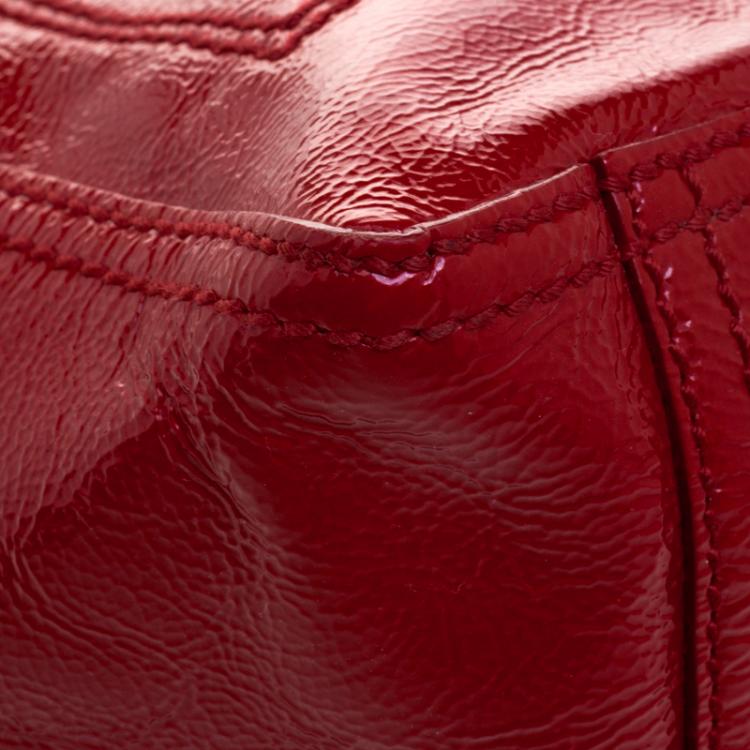 Pre Owned Saint Laurent Paris Red Patent Leather Mini Downtown Tote