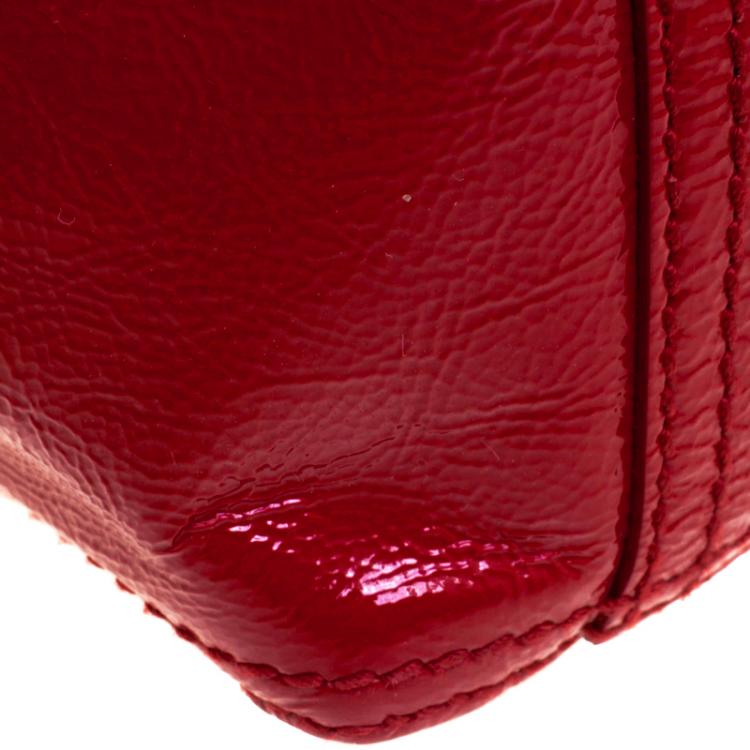Pre Owned Saint Laurent Paris Red Patent Leather Mini Downtown Tote