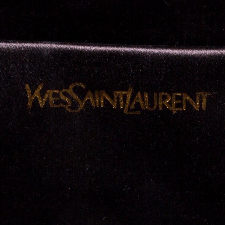 Pre Owned Saint Laurent Paris Brown Patent Leather Belle De Jour Flap Clutch