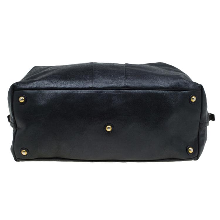 Pre Owned Saint Laurent Paris Black Glazed Leather Medium Easy Y Bag