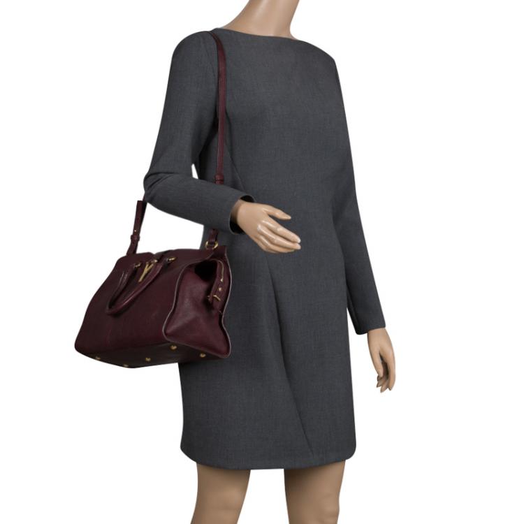 Pre Owned Saint Laurent Paris Burgundy Leather Small Cabas Chyc Tote