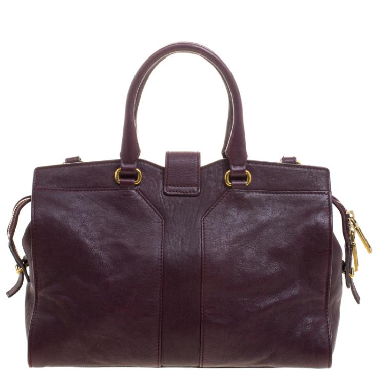 Pre Owned Saint Laurent Paris Burgundy Leather Small Cabas Chyc Tote