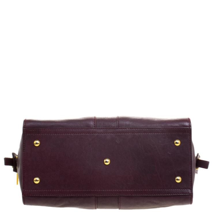 Pre Owned Saint Laurent Paris Burgundy Leather Small Cabas Chyc Tote