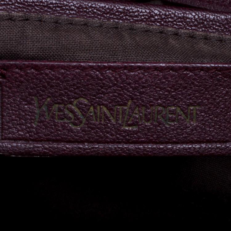 Pre Owned Saint Laurent Paris Burgundy Leather Small Cabas Chyc Tote