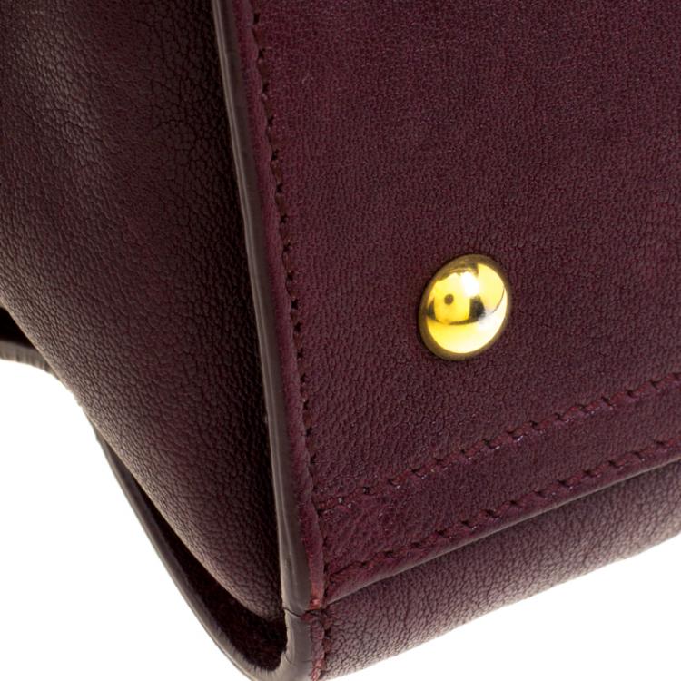 Pre Owned Saint Laurent Paris Burgundy Leather Small Cabas Chyc Tote