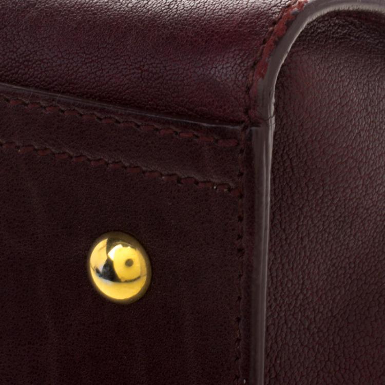 Pre Owned Saint Laurent Paris Burgundy Leather Small Cabas Chyc Tote