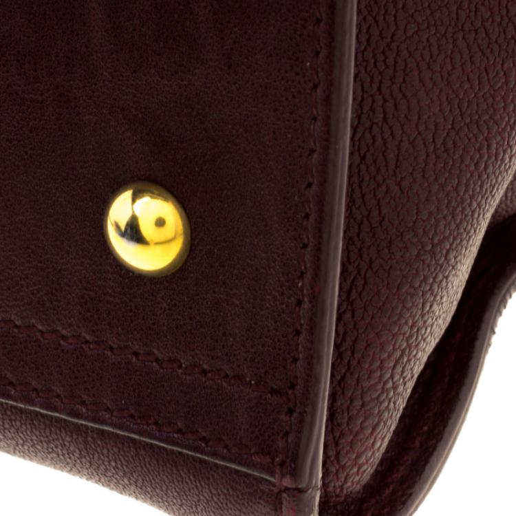 Pre Owned Saint Laurent Paris Burgundy Leather Small Cabas Chyc Tote
