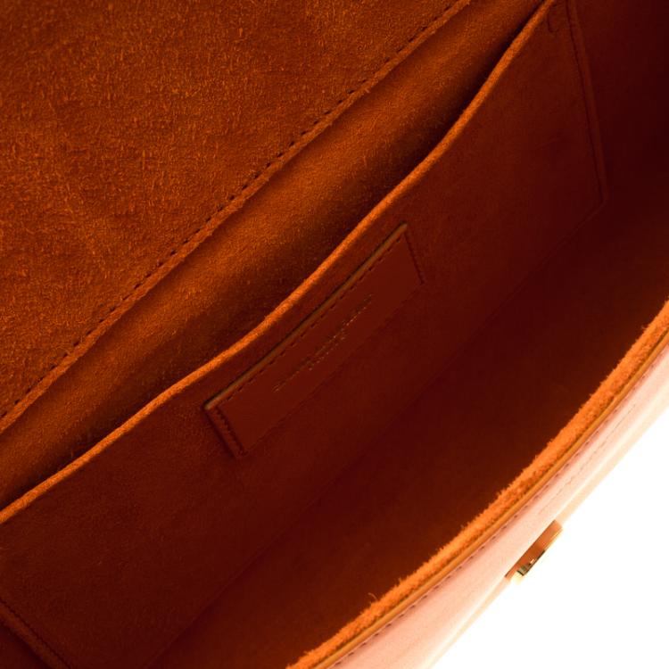 Pre Owned Saint Laurent Paris Orange Leather Chyc Clutch