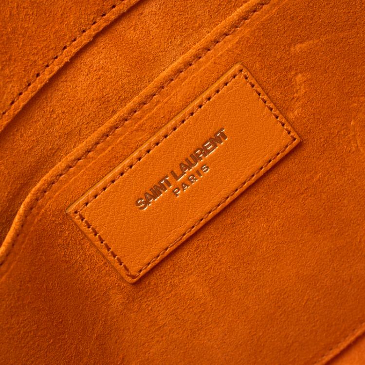 Pre Owned Saint Laurent Paris Orange Leather Chyc Clutch