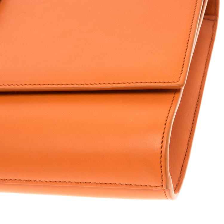 Pre Owned Saint Laurent Paris Orange Leather Chyc Clutch