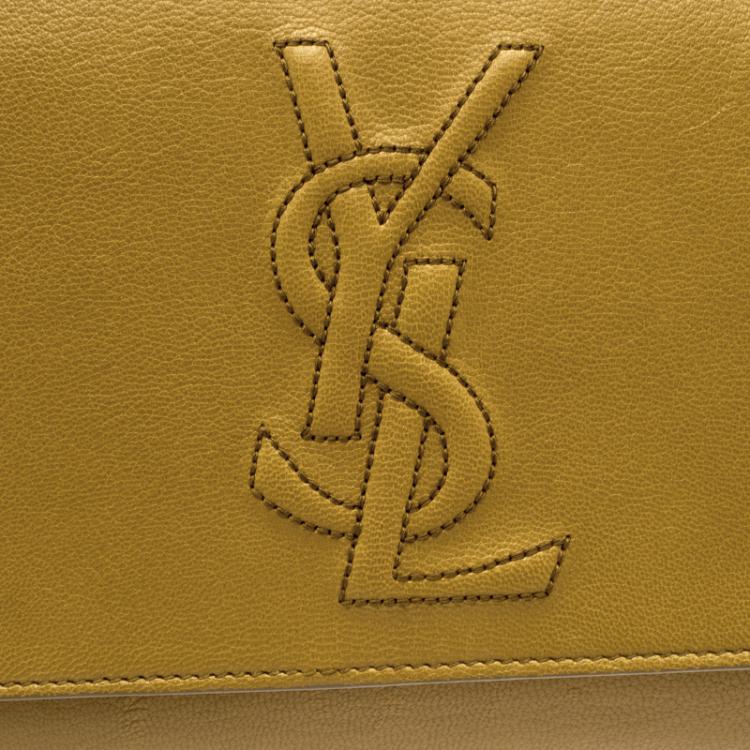 Pre Owned Saint Laurent Paris Tan Leather Belle De Jour Flap Clutch