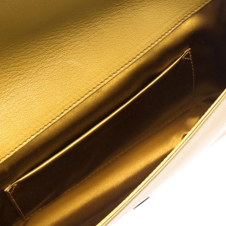 Pre Owned Saint Laurent Paris Tan Leather Belle De Jour Flap Clutch