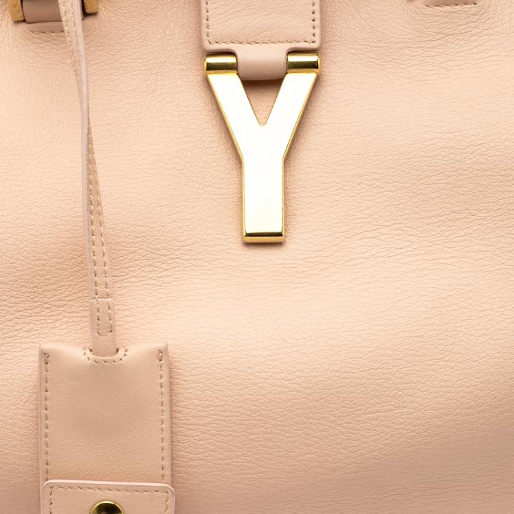 Pre Owned Saint Laurent Paris Peach Leather Medium Cabas Chyc Satchel