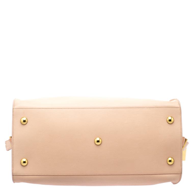 Pre Owned Saint Laurent Paris Peach Leather Medium Cabas Chyc Satchel